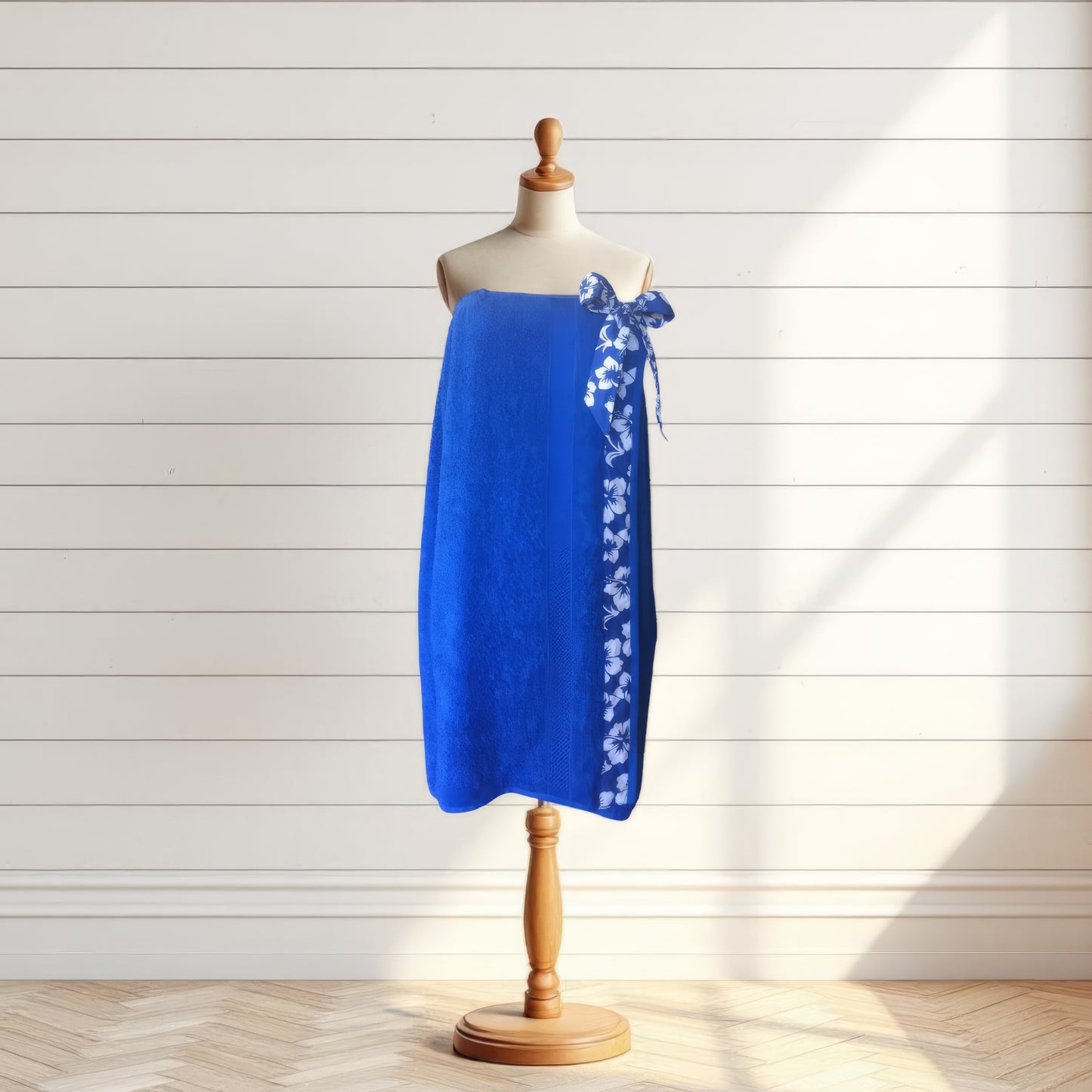 Serviette éponge à nouer imprimée hibiscus