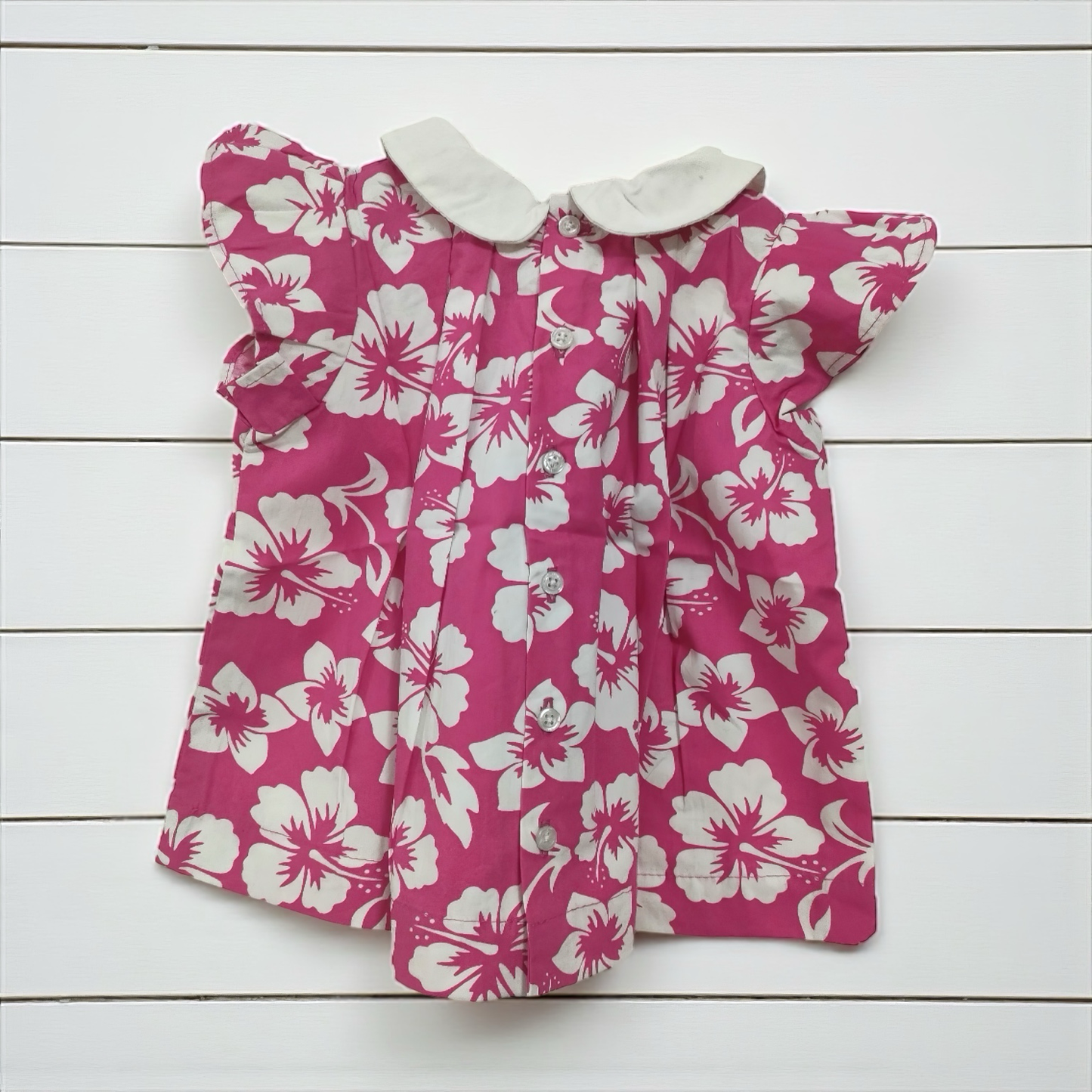 Petit haut fille col Claudine hibiscus
