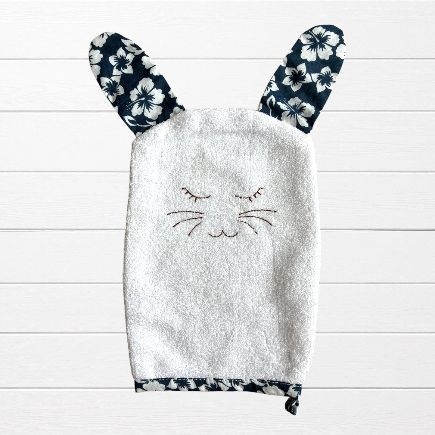 Baby washcloth, sponge, hibiscus ears