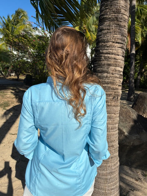 Chemise femme cintrée hibiscus