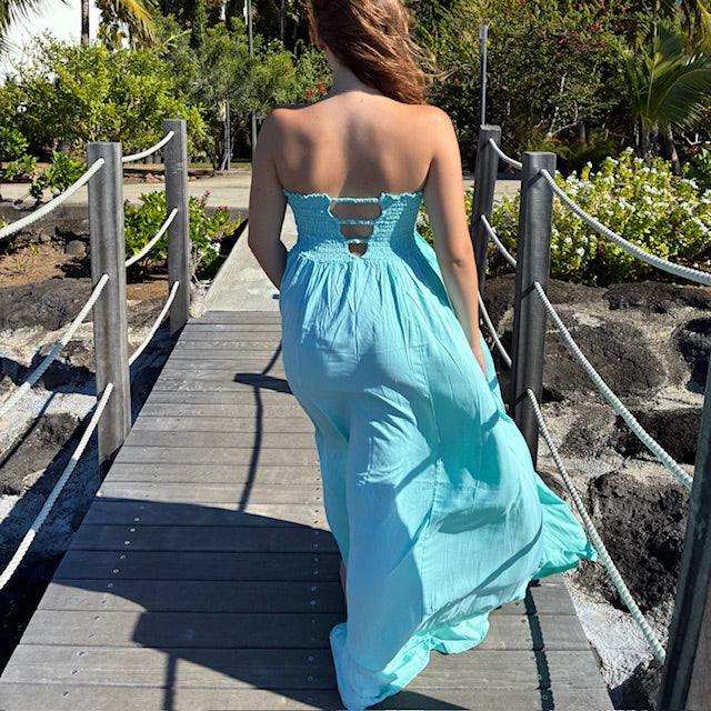Robe longue femme smokée dos