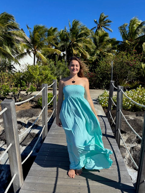 Robe longue femme smokée dos