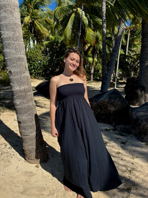 Robe longue femme smokée dos