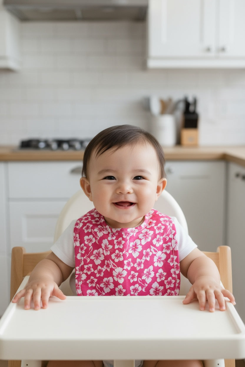 Photo du produit : Bavoir bébé imprimé hibiscus