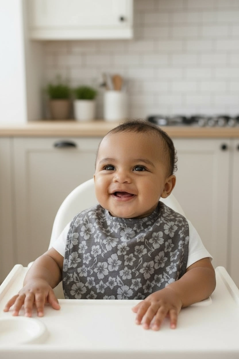 Photo du produit : Bavoir bébé imprimé hibiscus