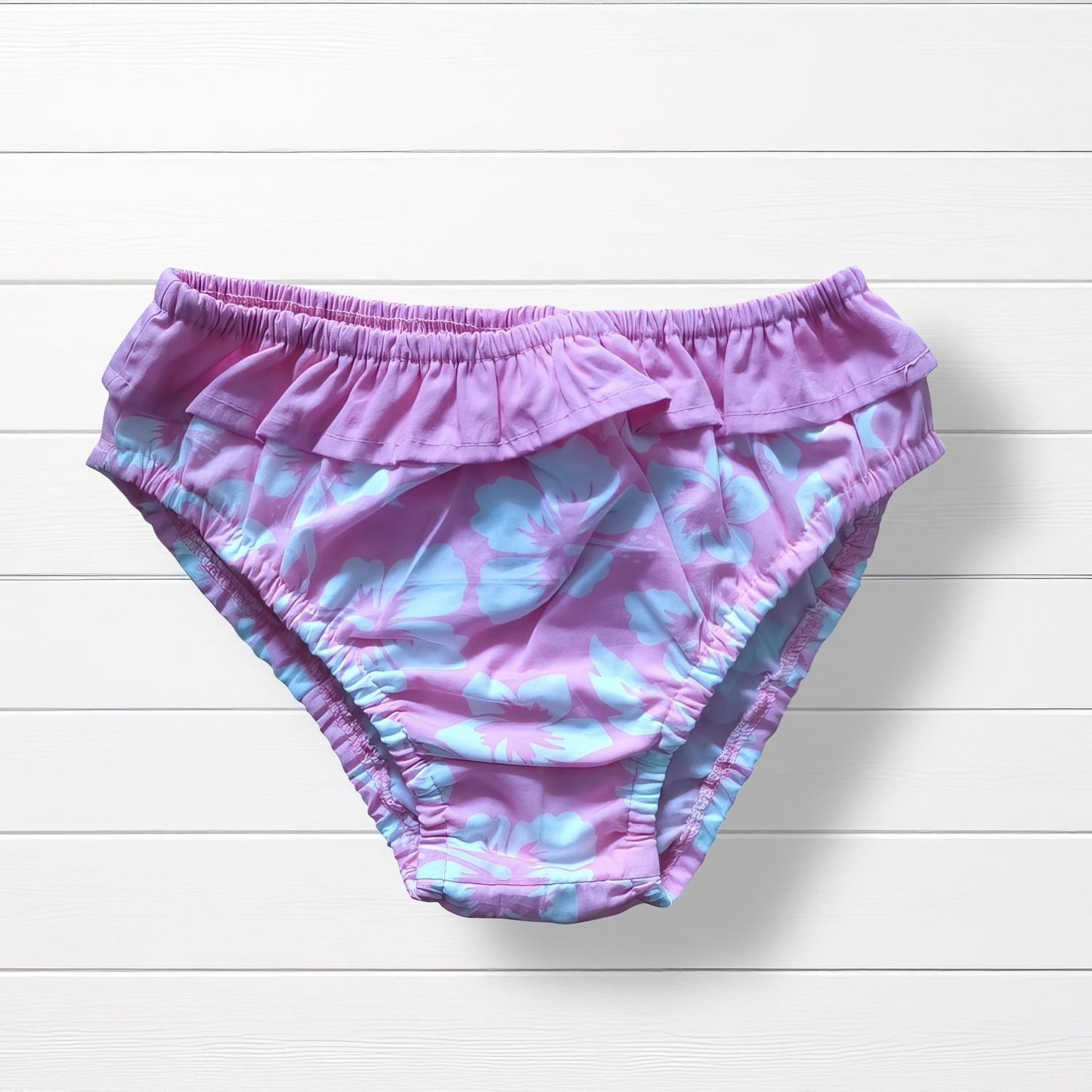 Maillot de bain fille culotte  imprimé hibiscus