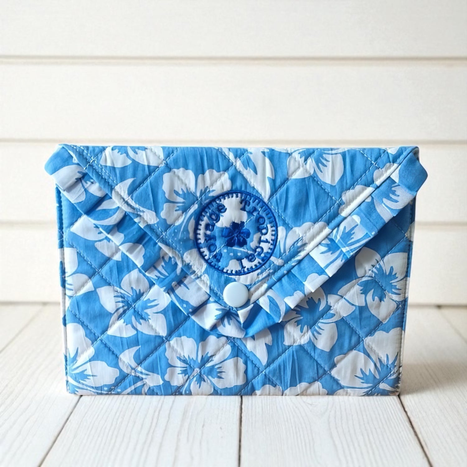 Pochette à volant tissu imprimé hibiscus