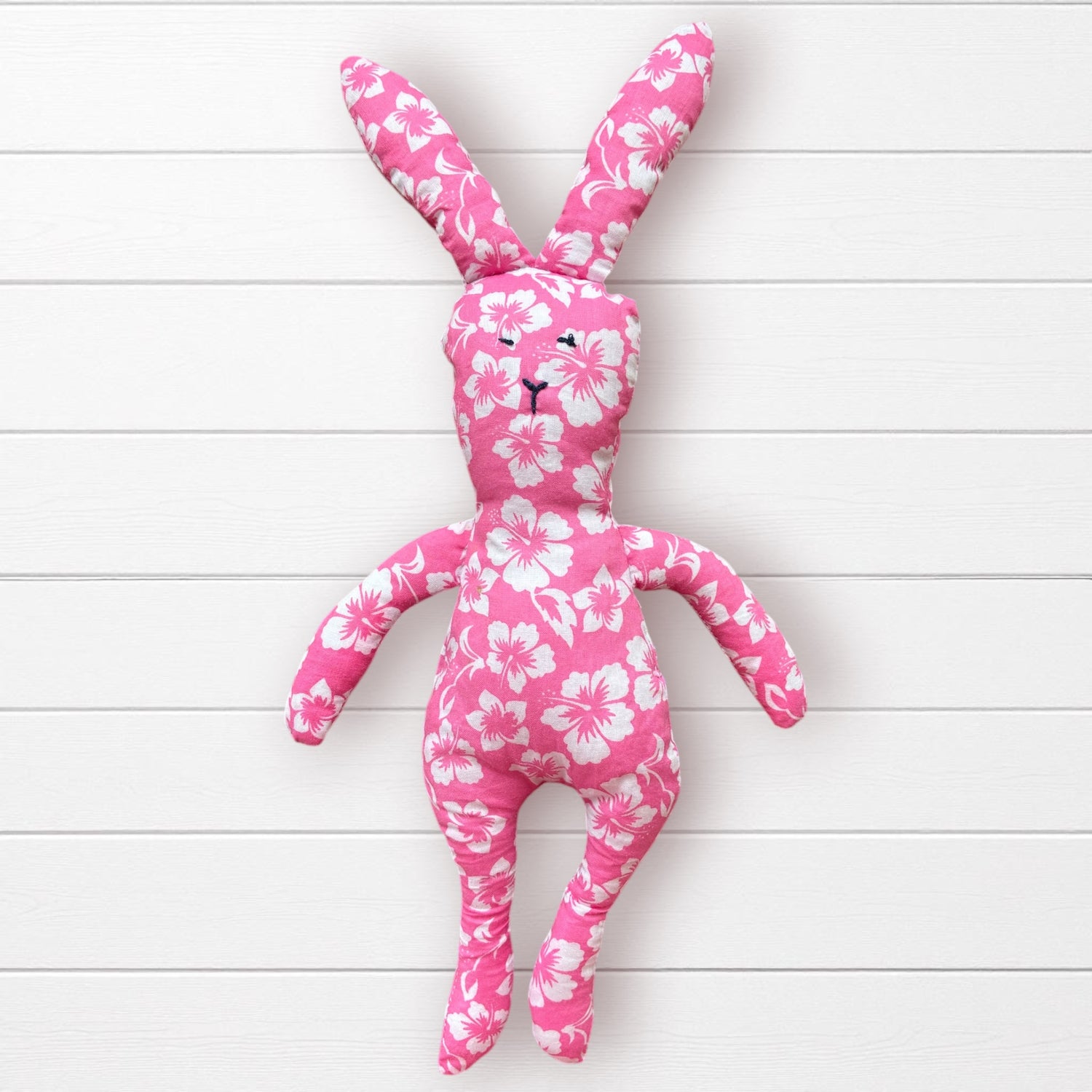 Doudou lapin imprimé hibiscus