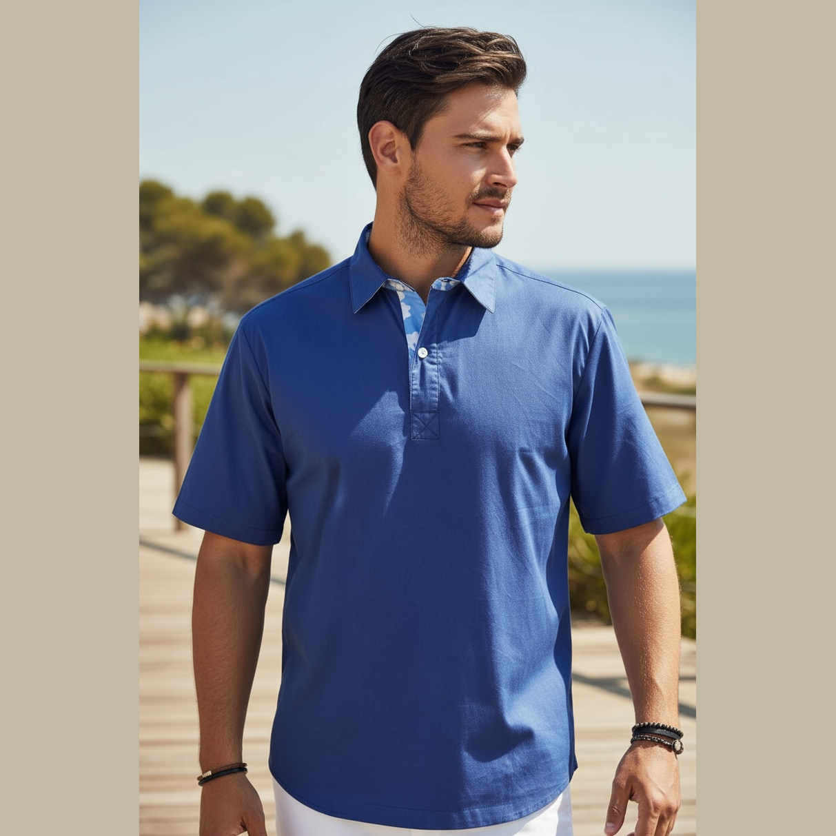 Chemise manches courtes imprimé hibiscus