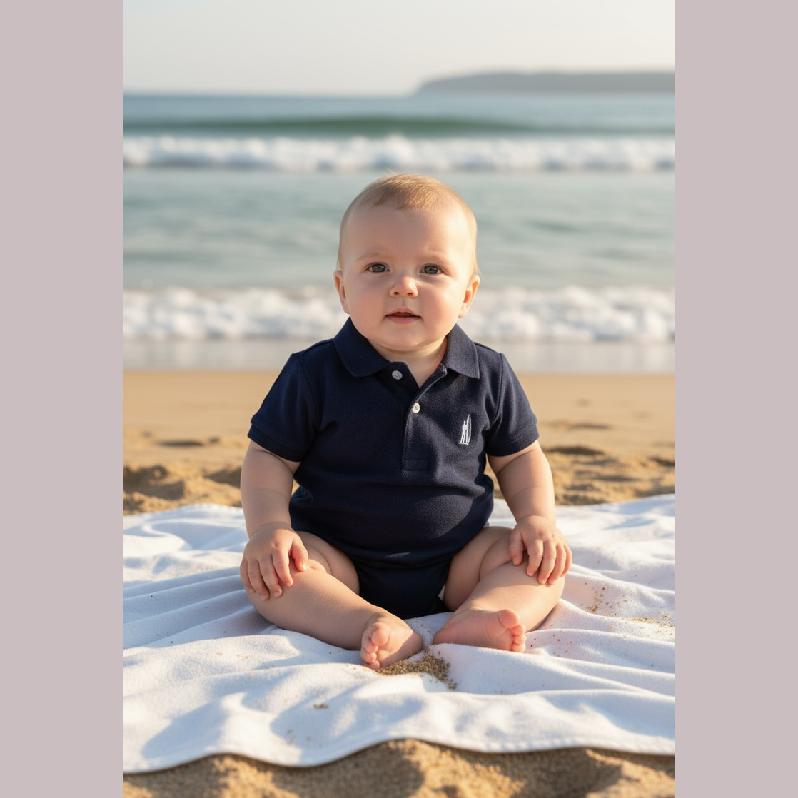 Polo bébé mixte col imprimé hibiscus