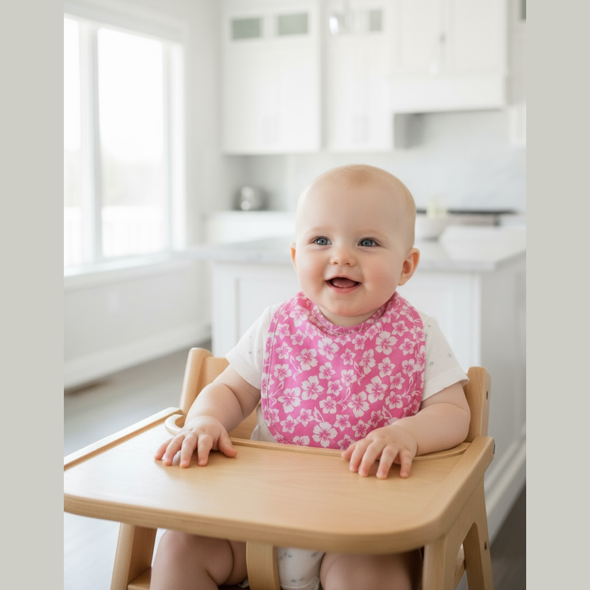 Bavoir bébé imprimé hibiscus