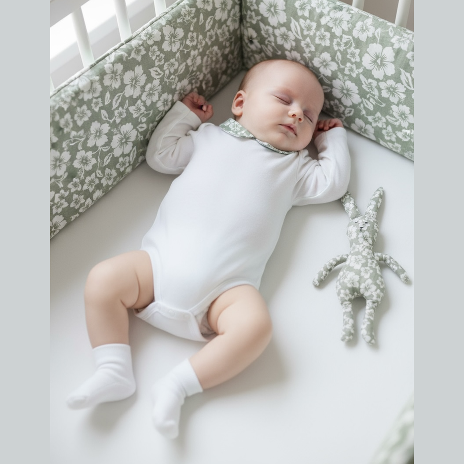 Body bébé col chemise imprimé hibiscus