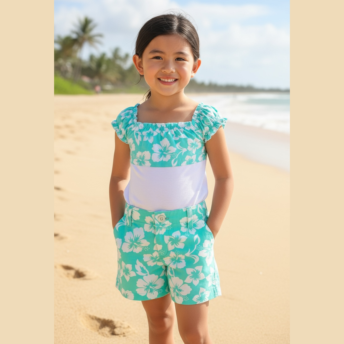 Girls' Hibiscus Print Shorts
