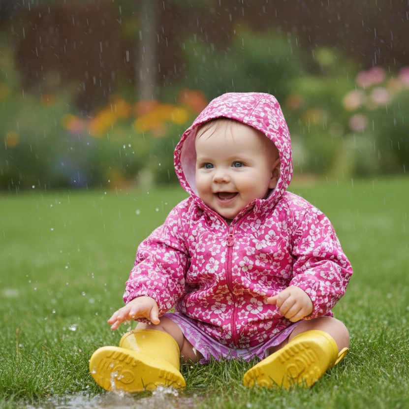 Imperméable bébé imprimé hibiscus