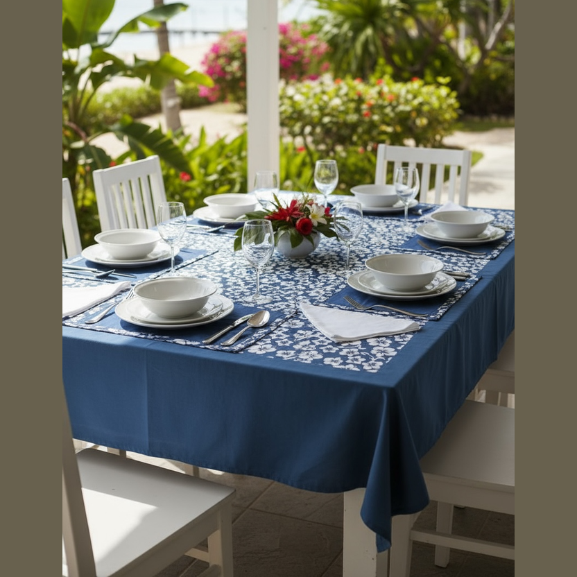 Nappe rectangulaire imprimé hibiscus 100% coton