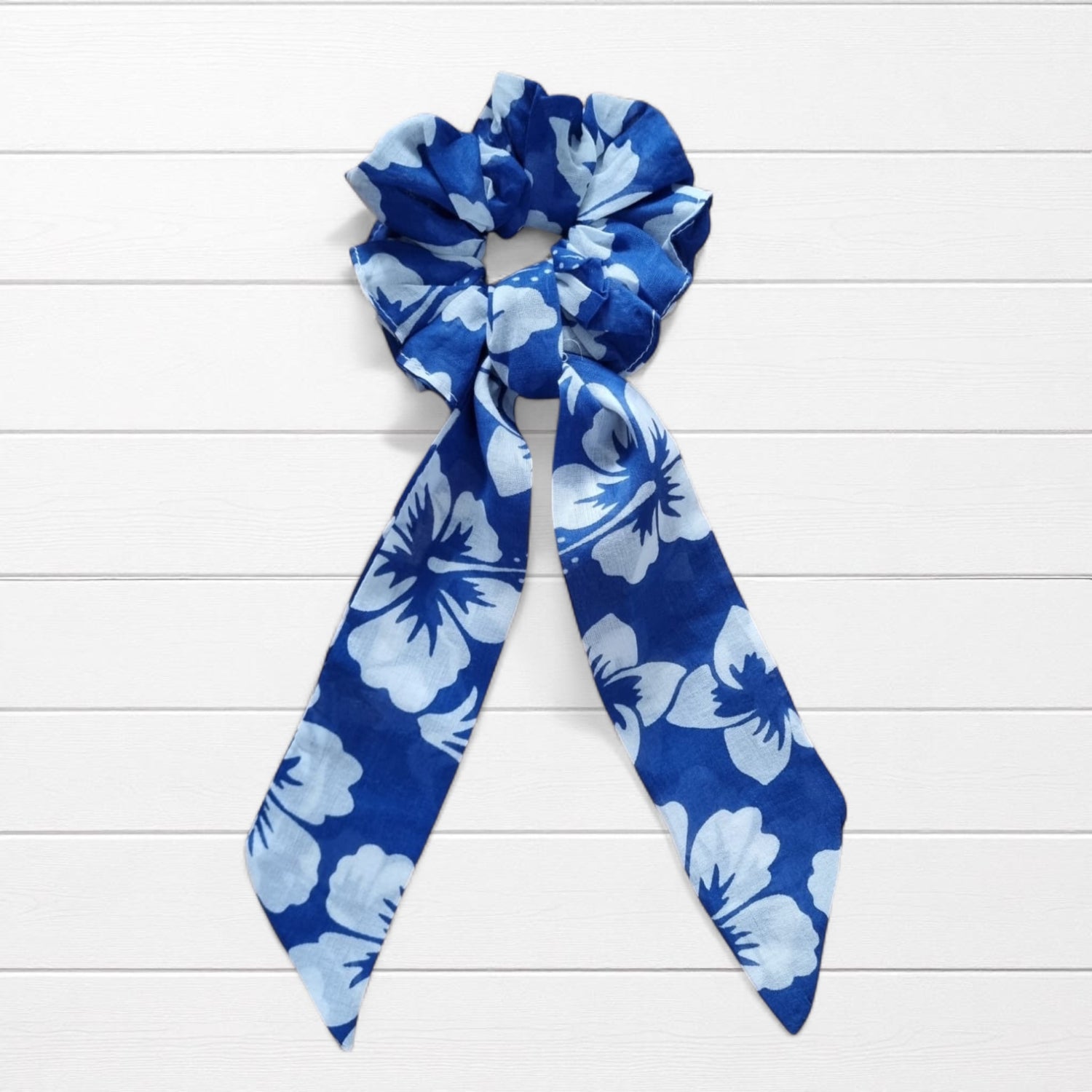 Scrunchy avec lien en voile de coton imprimé hibiscus