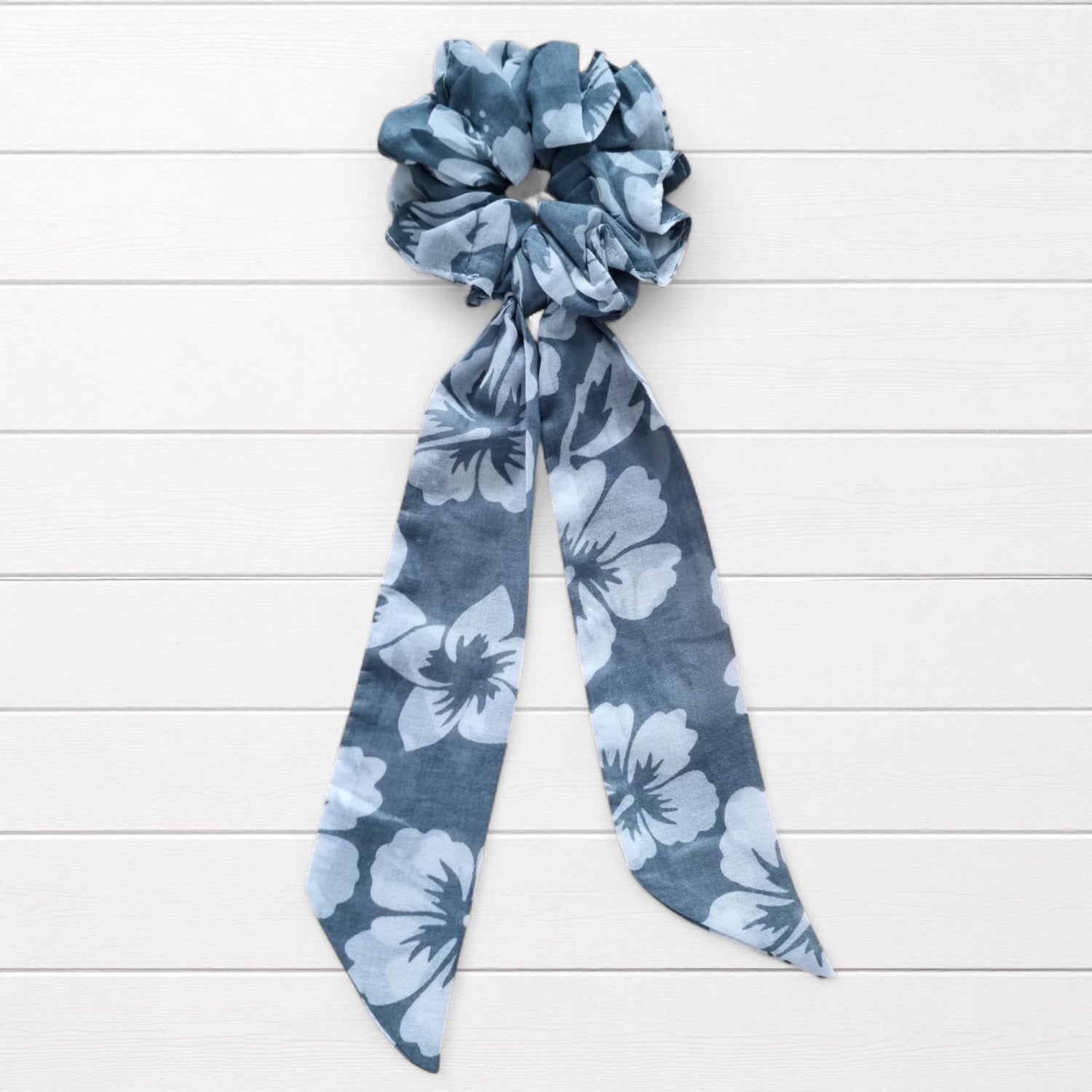 Scrunchy avec lien en voile de coton imprimé hibiscus