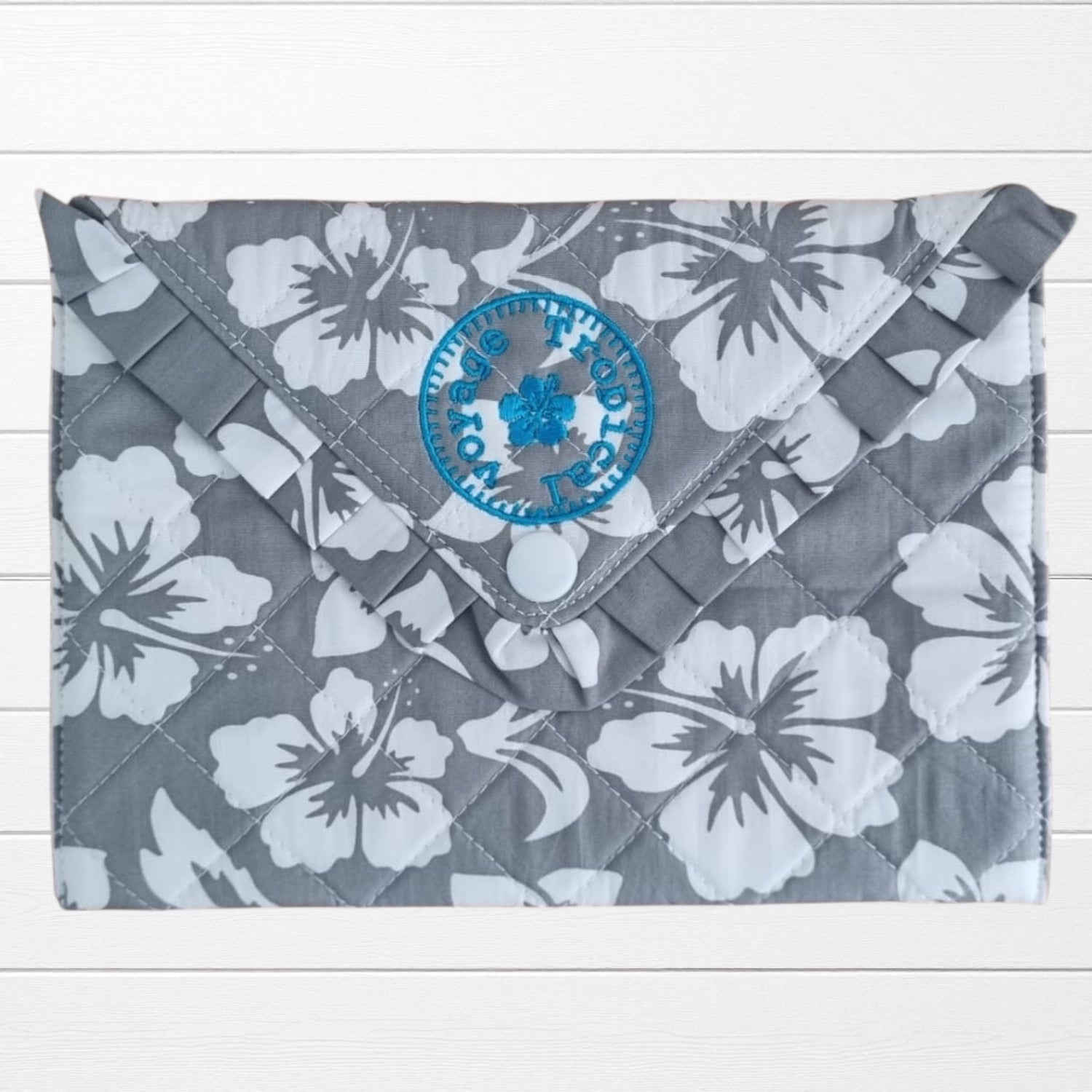 Pochette à volant tissu imprimé hibiscus