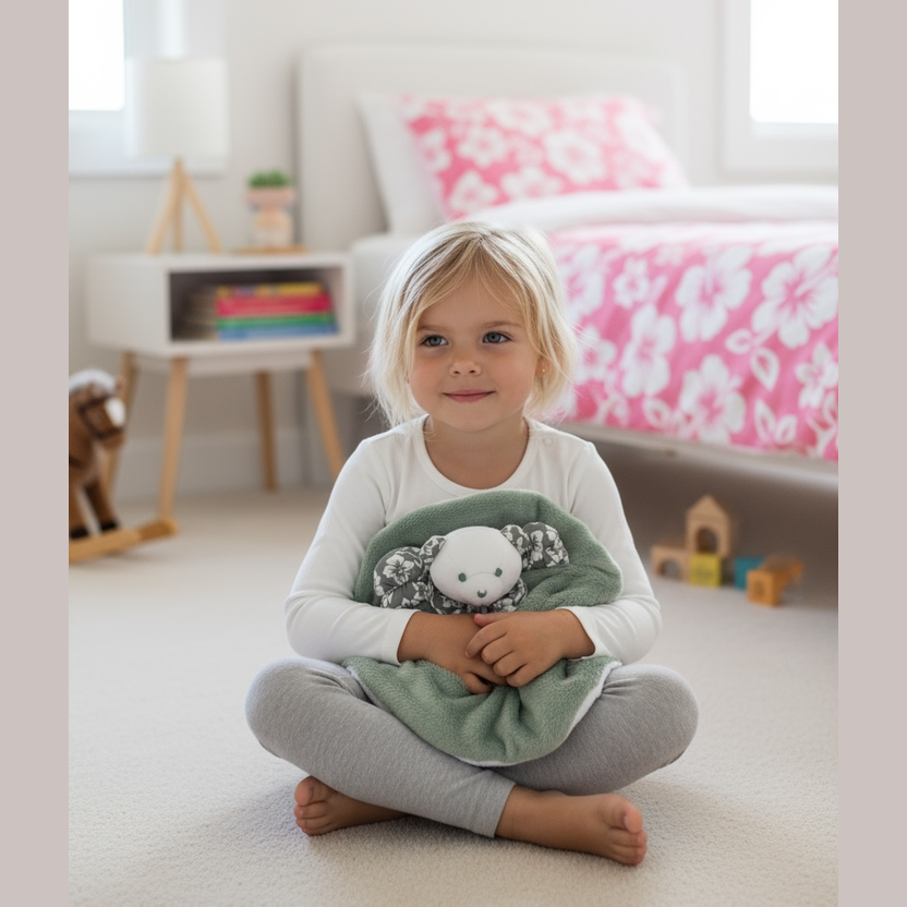 Doudou ours rond tropical