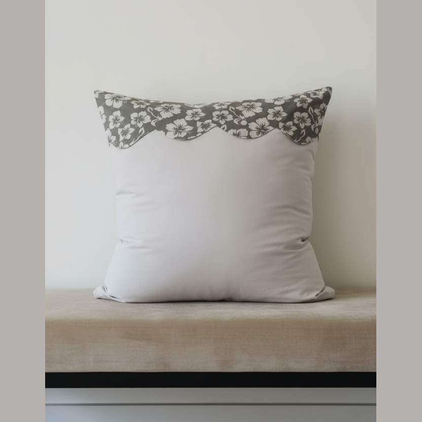 Taie d’oreiller carré rabat vague imprimé hibiscus