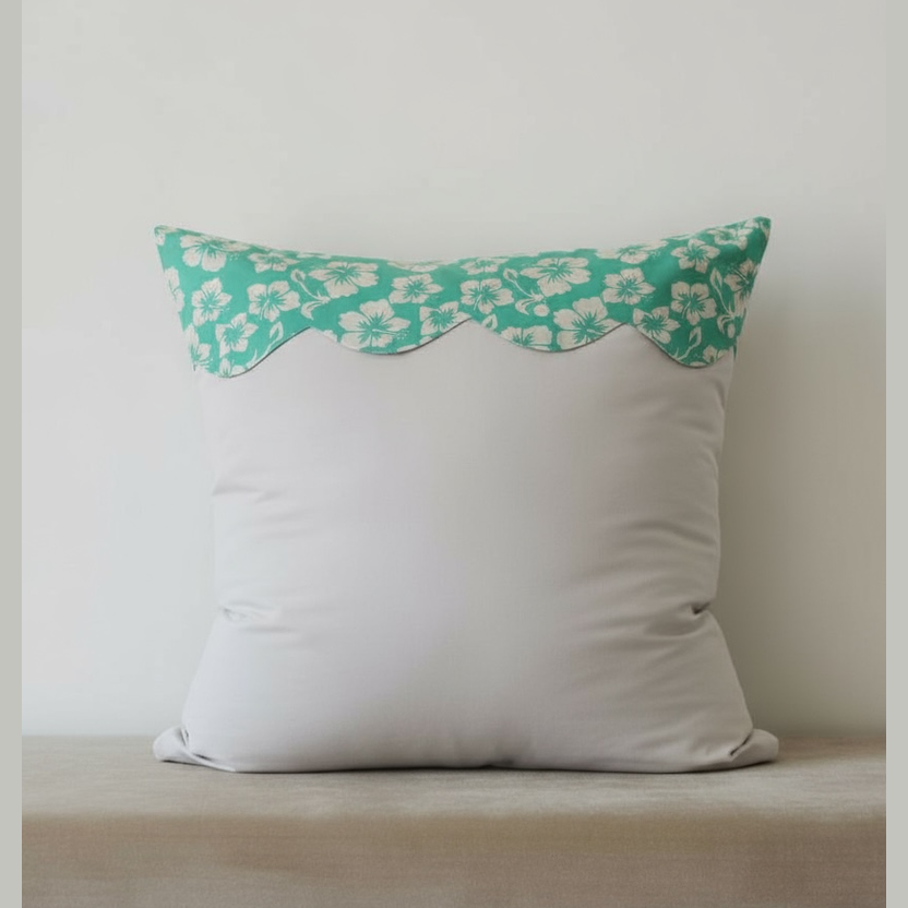 Taie d’oreiller carré rabat vague imprimé hibiscus