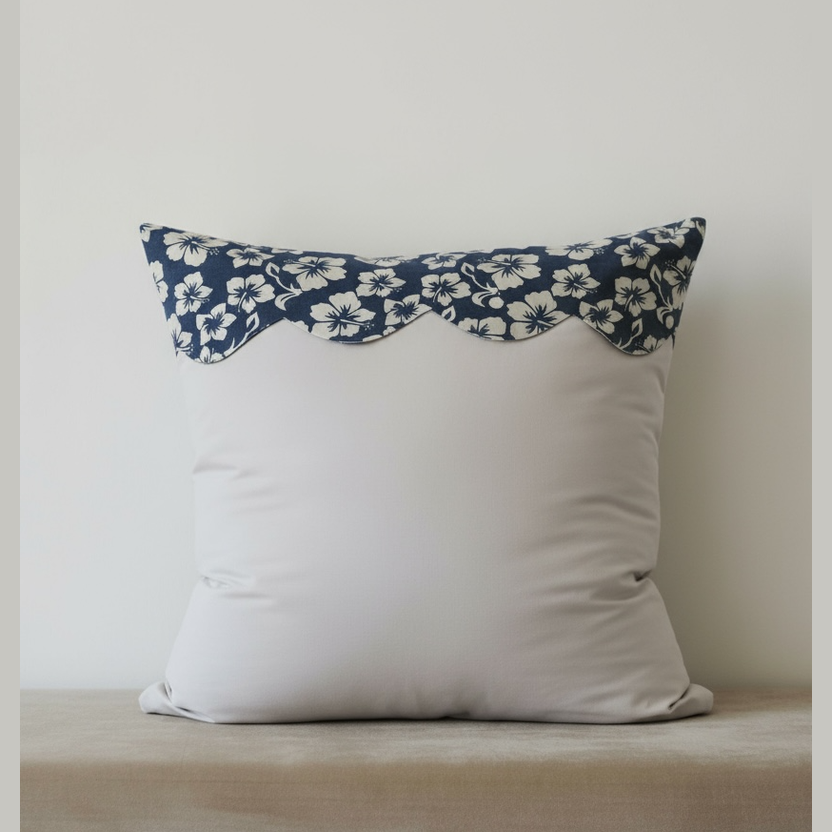 Taie d’oreiller carré rabat vague imprimé hibiscus