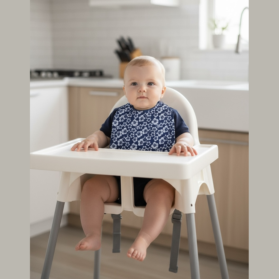 Bavoir large bébé imprimé hibiscus