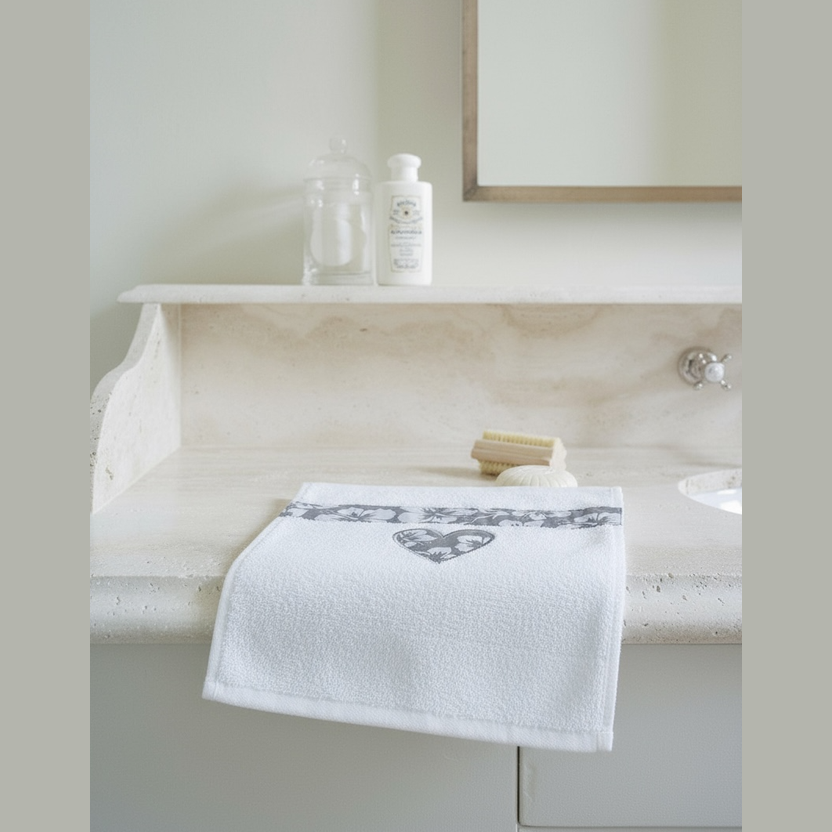 Serviette à main carré en éponge cœur tissu imprimé hibiscus