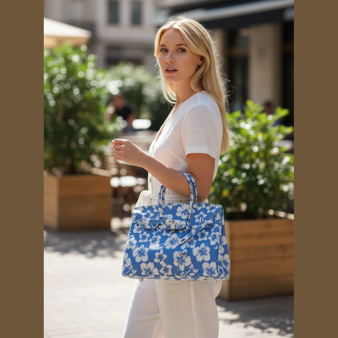 Sac à main  imprimé hibiscus