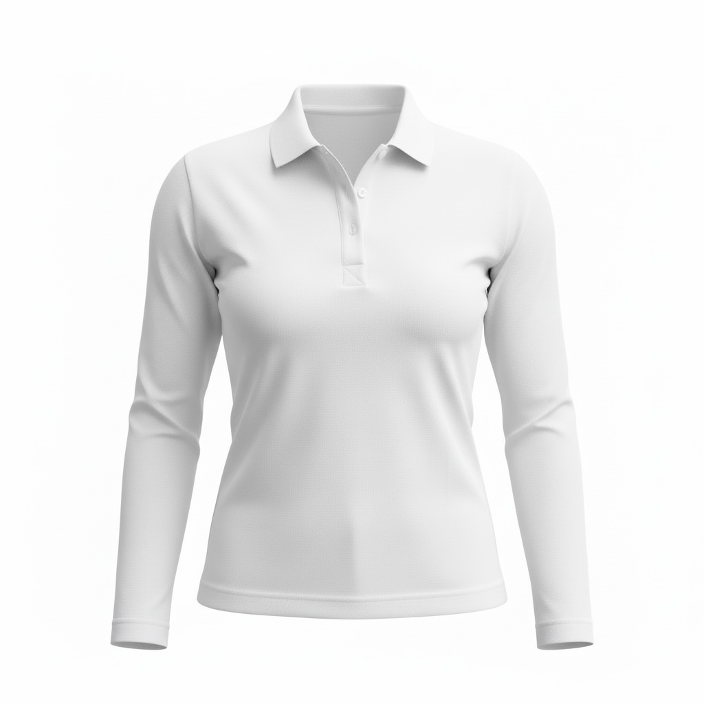 Women's Customizable Tropical Polo Shirt — Long Sleeve