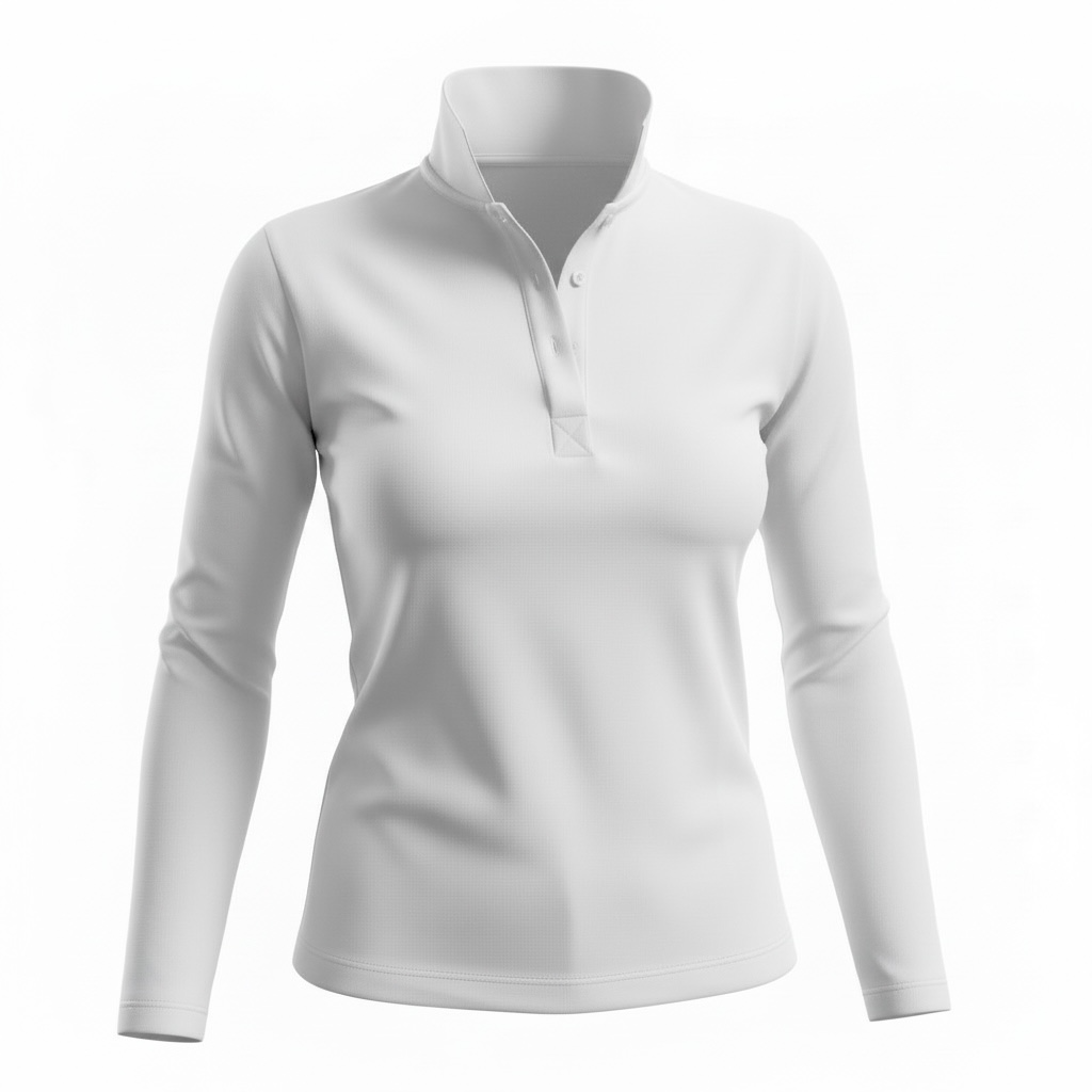 Women's Customizable Tropical Polo Shirt — Long Sleeve