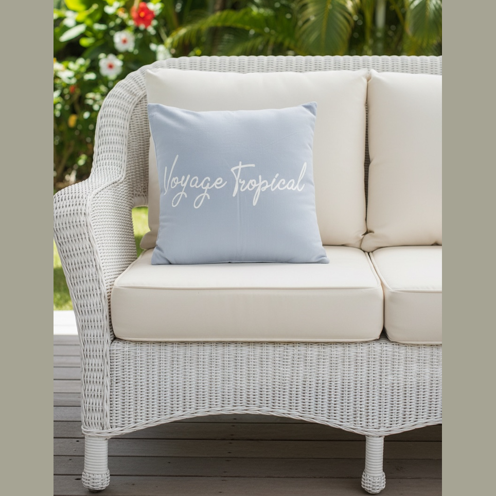 Housse de coussin  et son imprimé Voyage Tropical