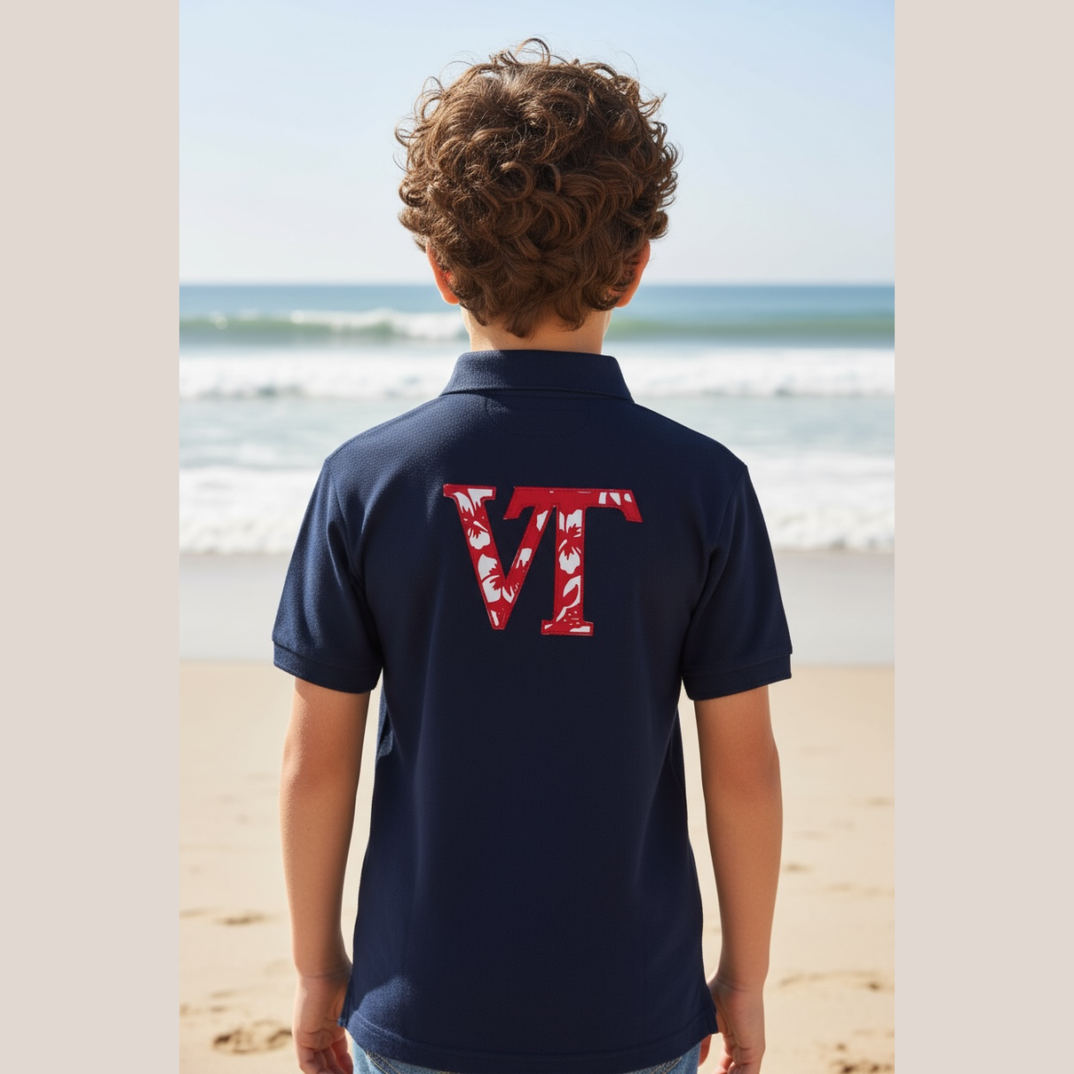 Polo VT manches courtes garçon col imprimé hibiscus