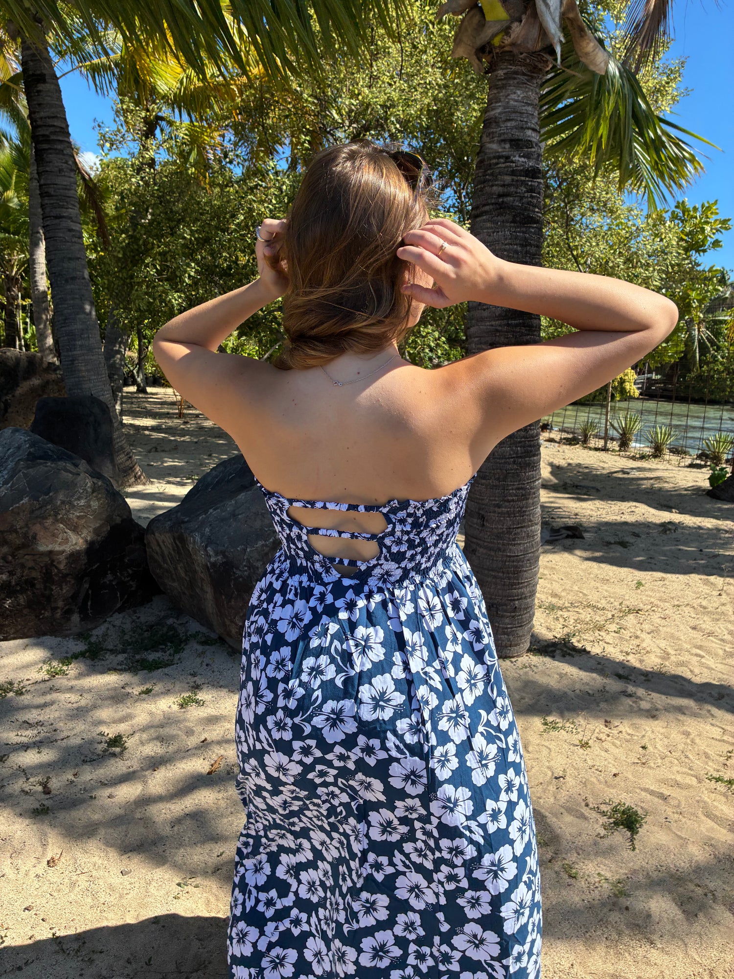 Photo du produit : Robe longue femme hibiscus