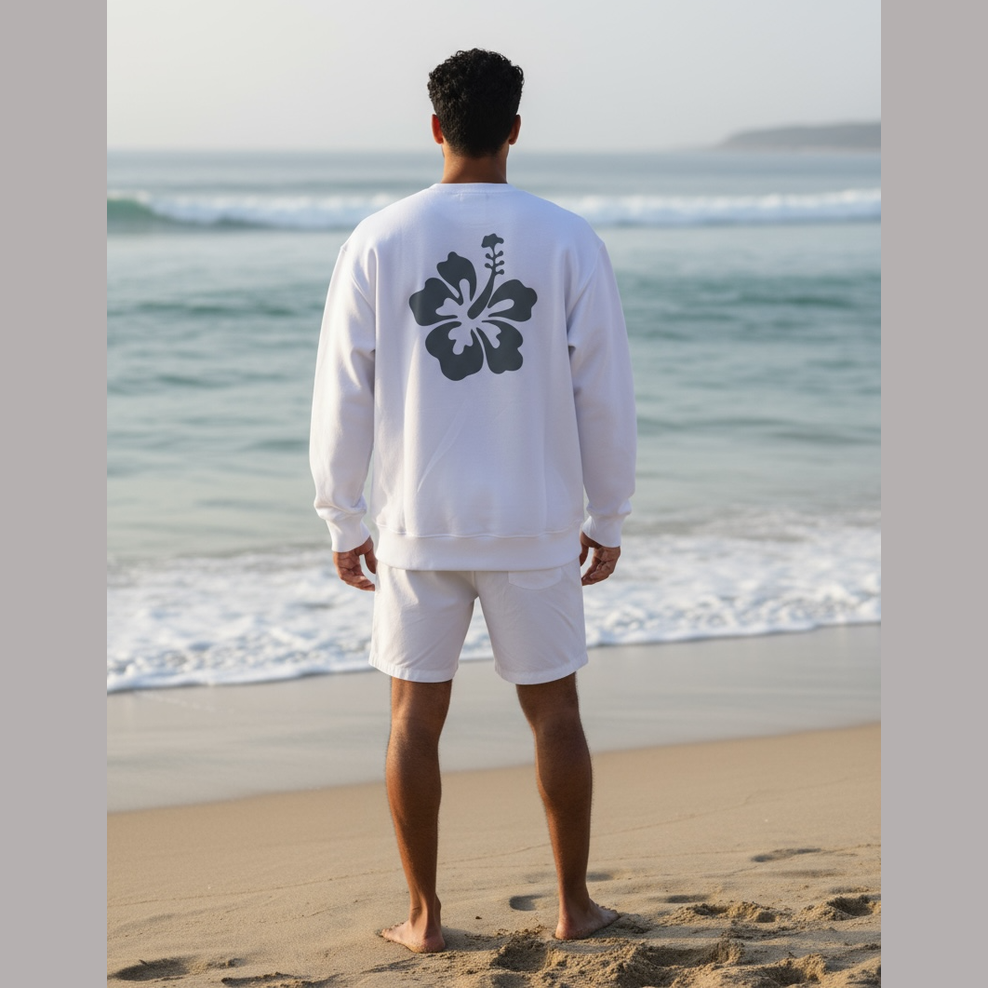 Sweat-shirt Voyage Tropical 98 imprimé hibiscus homme