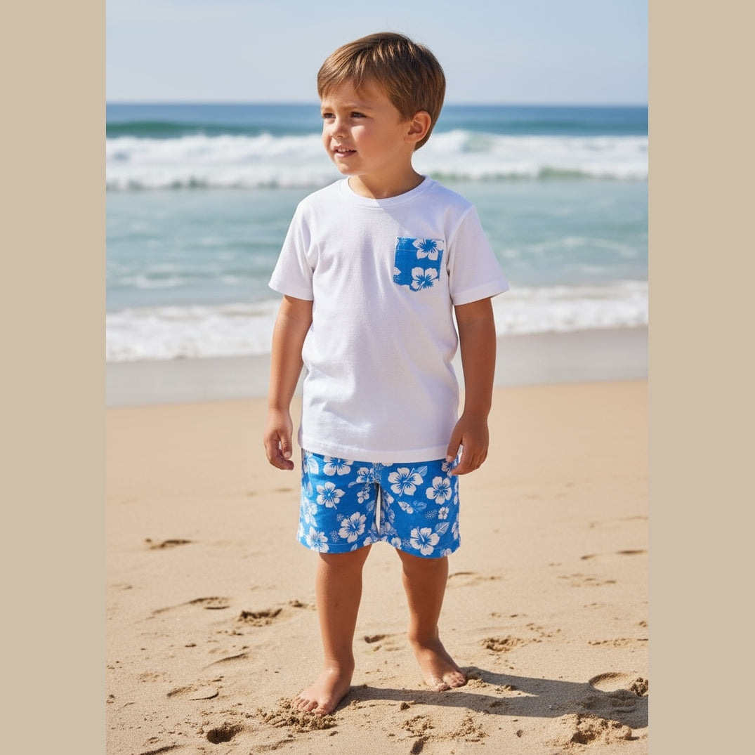Photo du produit : T-shirt poche hibiscus enfant