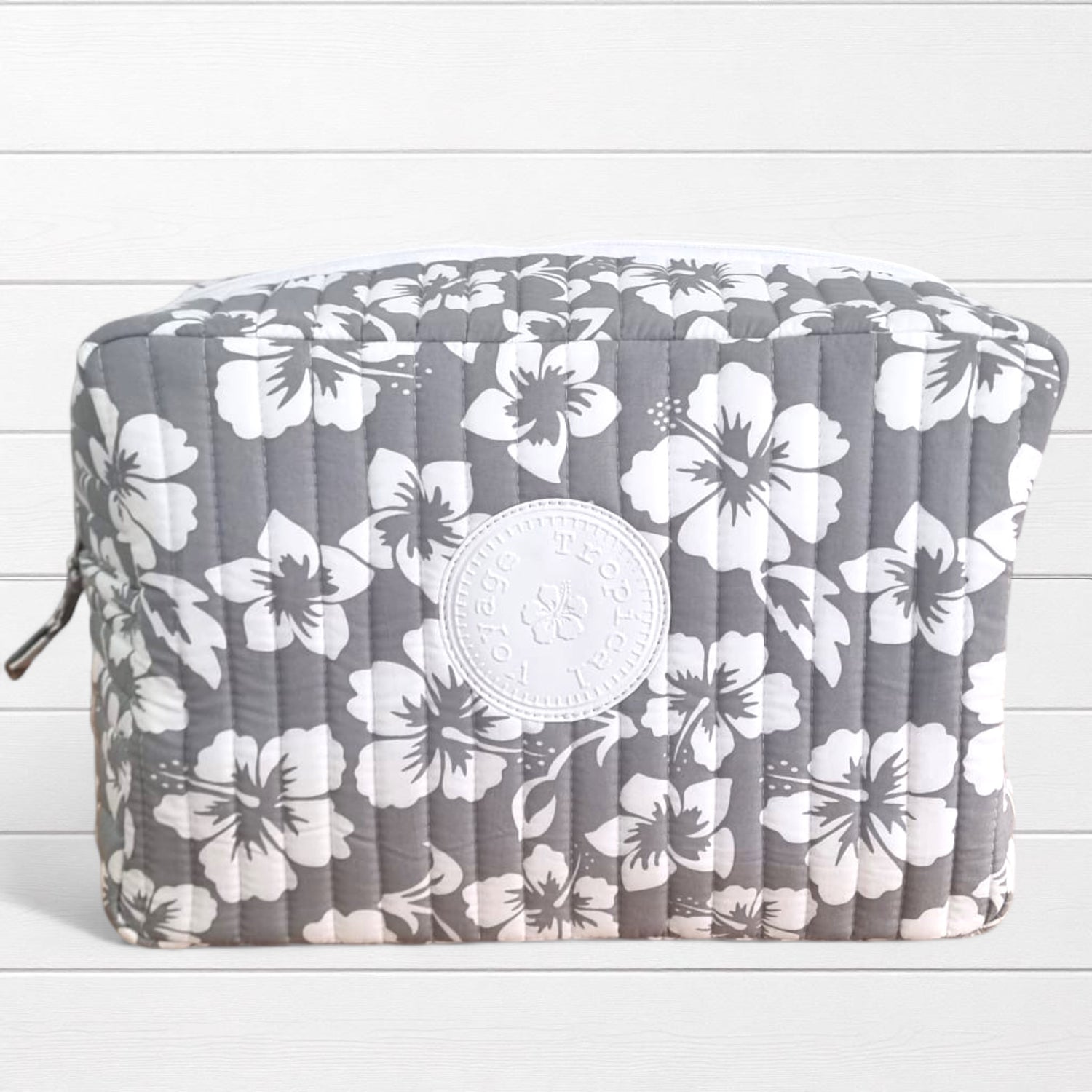 Trousse Matelassée tissu imprimé hibiscus