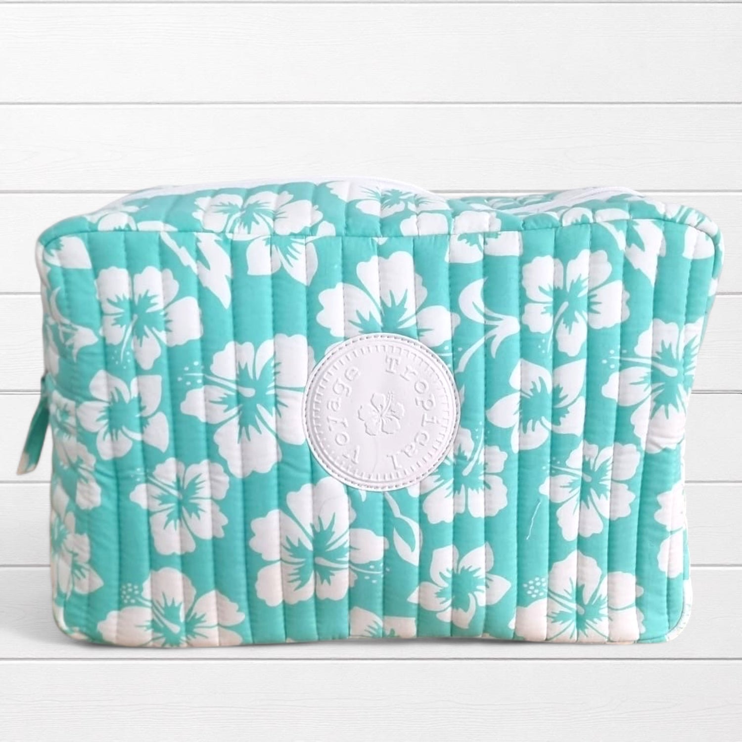 Trousse Matelassée tissu imprimé hibiscus