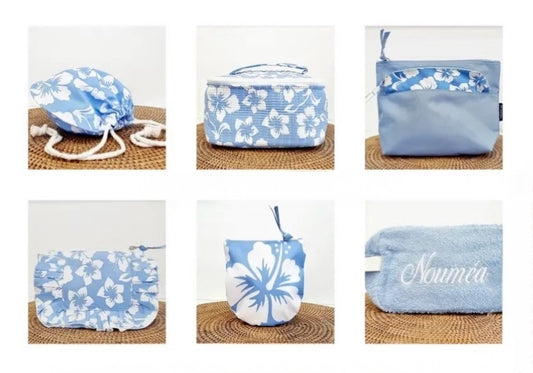 Trousse molletonnée – 100% coton – Lavable à 30°C – Motif hibiscus