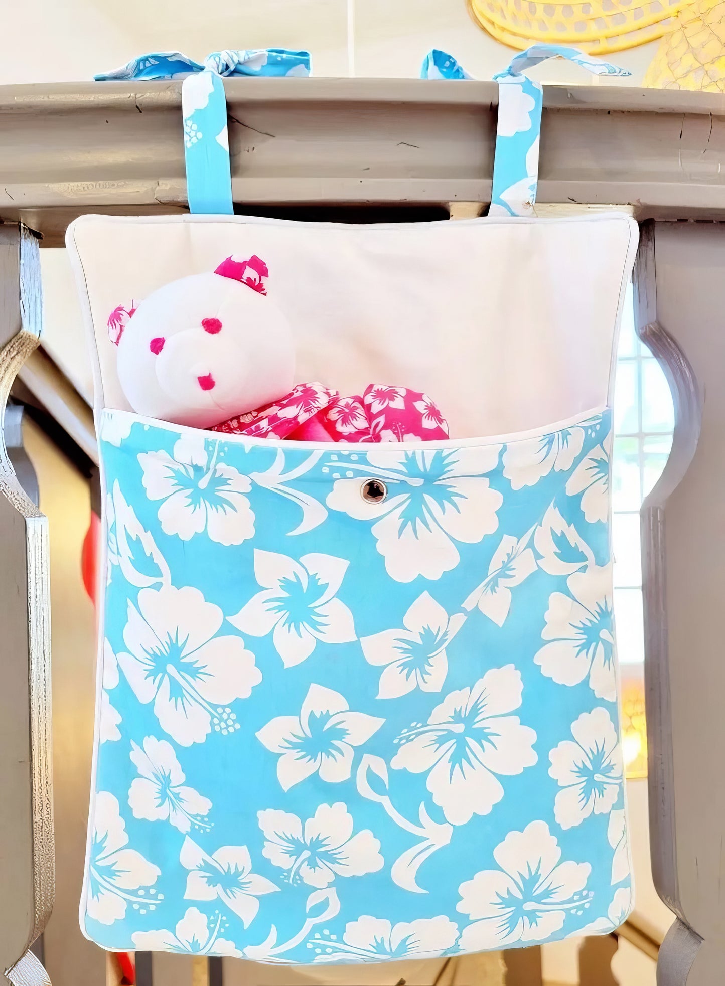 Quilted Stuffed Animal Carrier 100% Cotton – Hibiscus Print