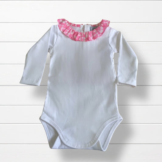 Body bébé fille col volant hibiscus