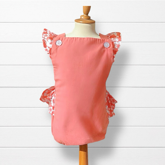 Barboteuse fille hibiscus volante et croisée dans le dos – 3/6 mois