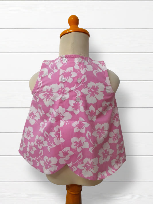 🌺 Haut Fillette Hibiscus – 100% Coton – 3 à 6 mois