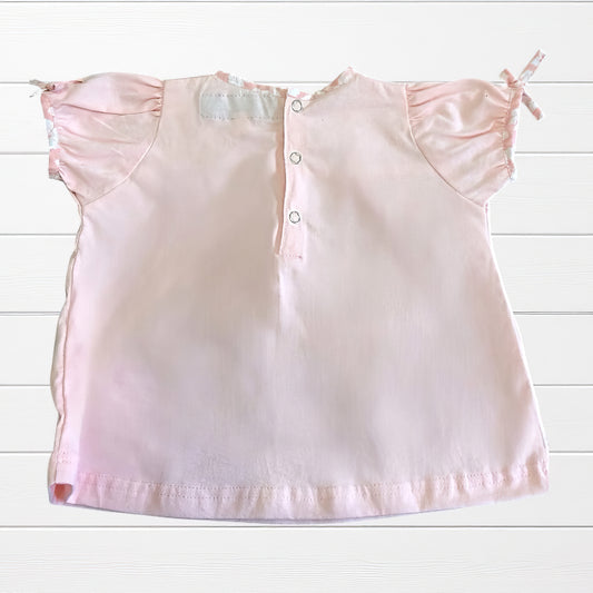 🌸 Haut Bébé Fille 3-12 mois – 100% coton, imprimé hibiscus