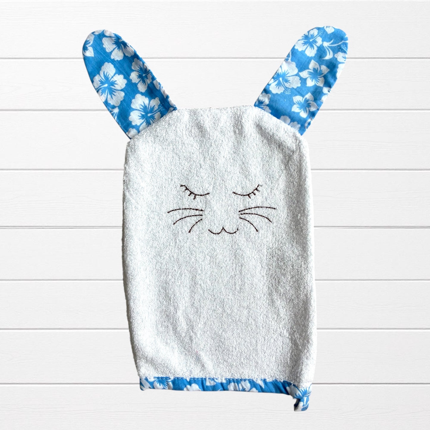 Baby washcloth, sponge, hibiscus ears