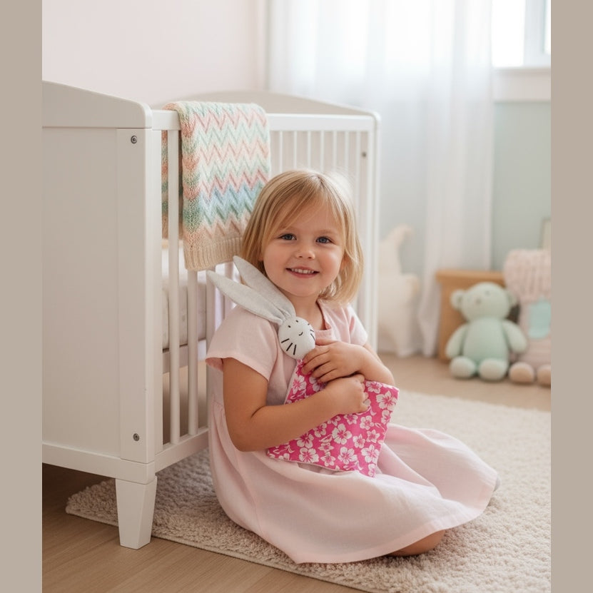 Photo du produit : Doudou lapin carré hibiscus