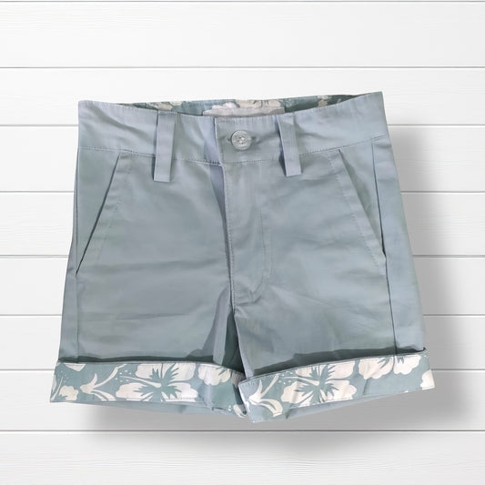 Short garçon avec revers imprimé hibiscus