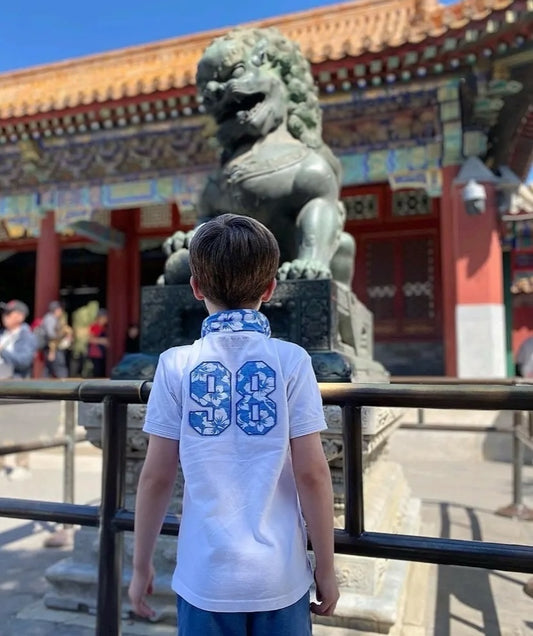 Hibiscus print unisex polo shirt "98"