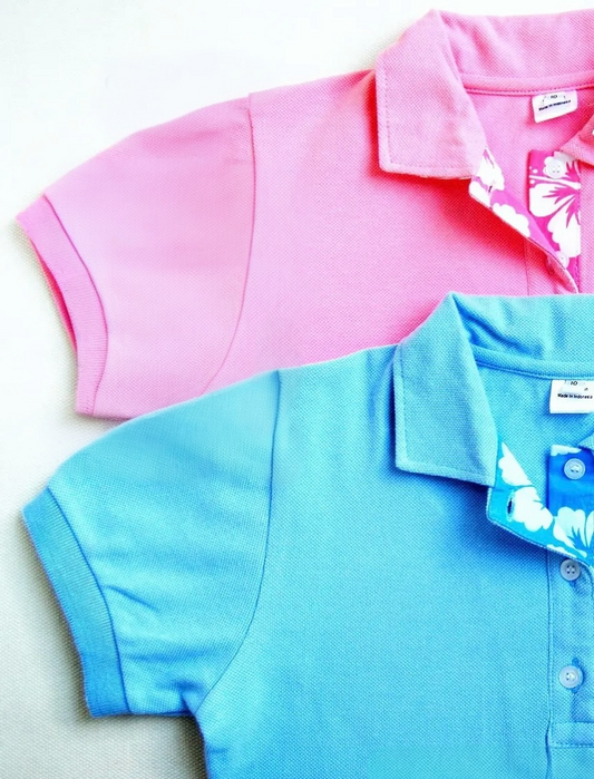 Polo mixte col hibiscus – 3 à 14 ans