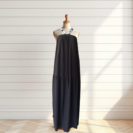 Robe fluide tropicale à bretelles croisées hibiscus – Taille unique